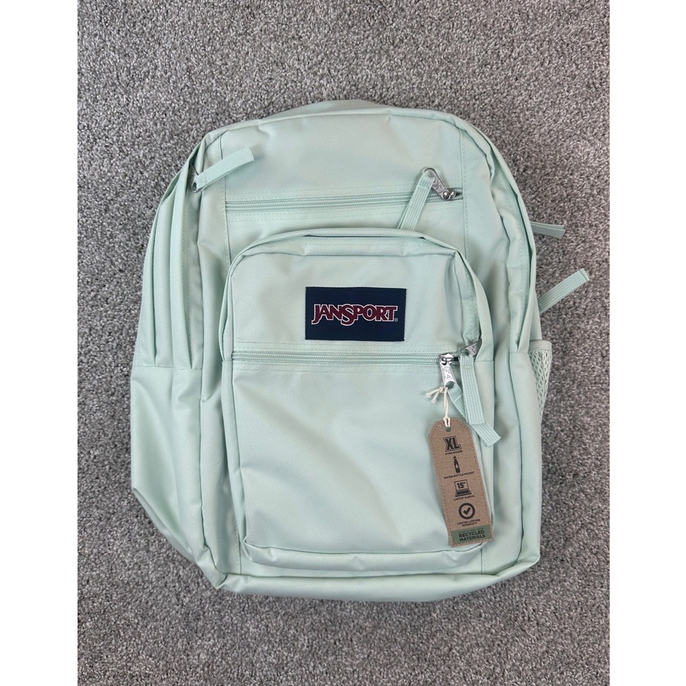 Jansport Big Student XL Backpack Mint Green 15in Laptop Sleeve New With Tags
